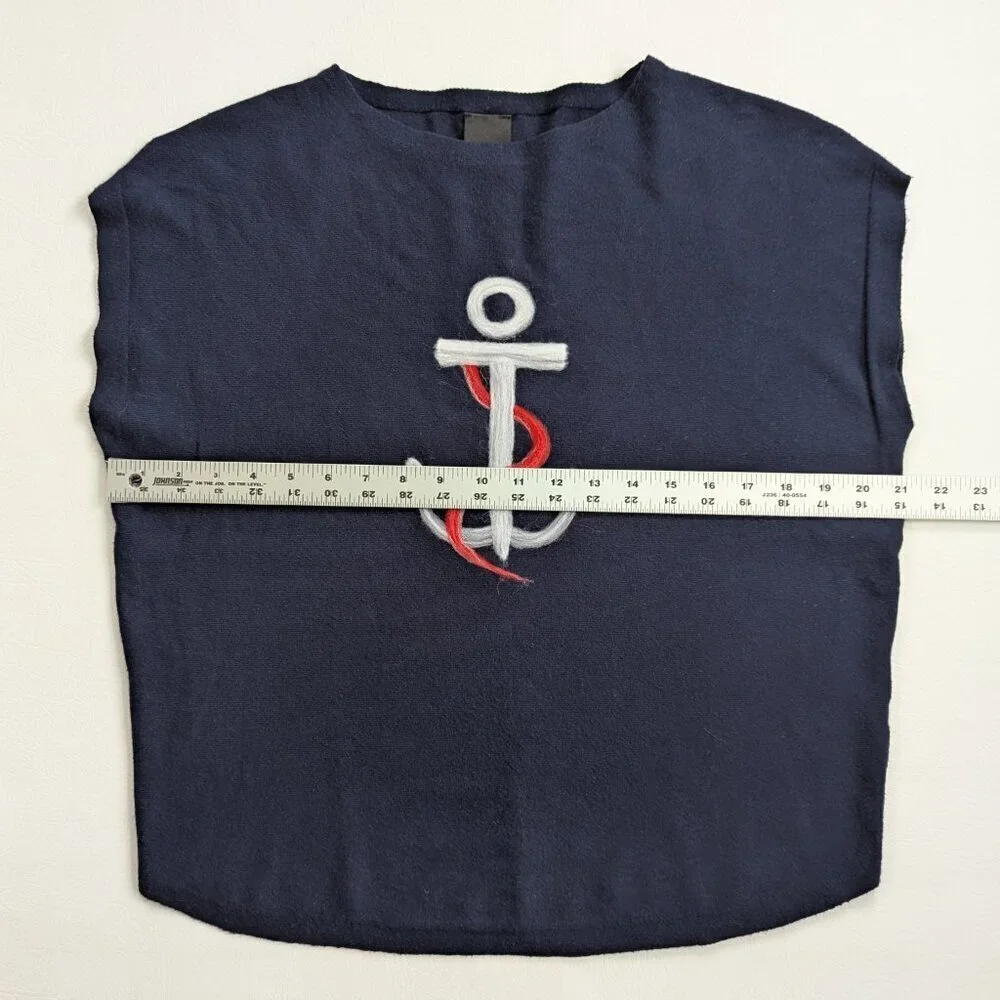 Aaeda Women's Nautical Oversized Sleeveless Sweater Size Large Navy